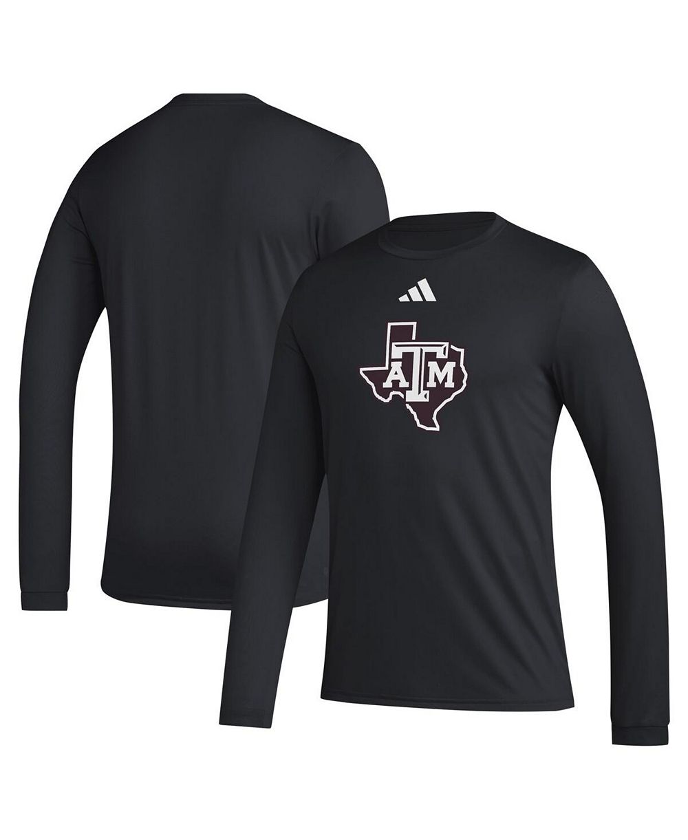 adidas мужская черная футболка с длинным рукагом Texas A&M Aggies Primary Locker Logo Pre-Game