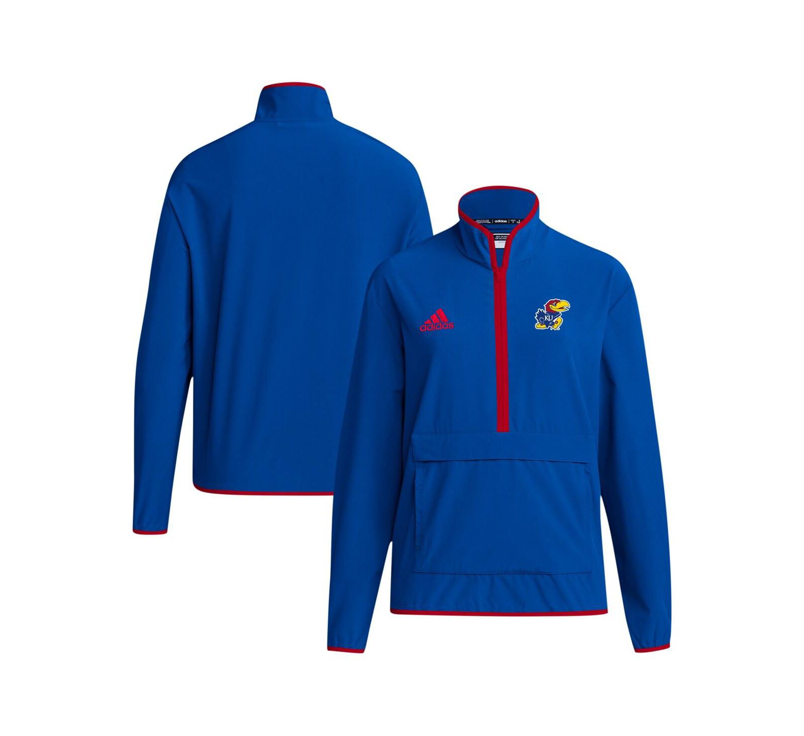 adidas Мужская куртка Kansas Jayhawks Coaches Sideline с застежкой на молсию, синяя