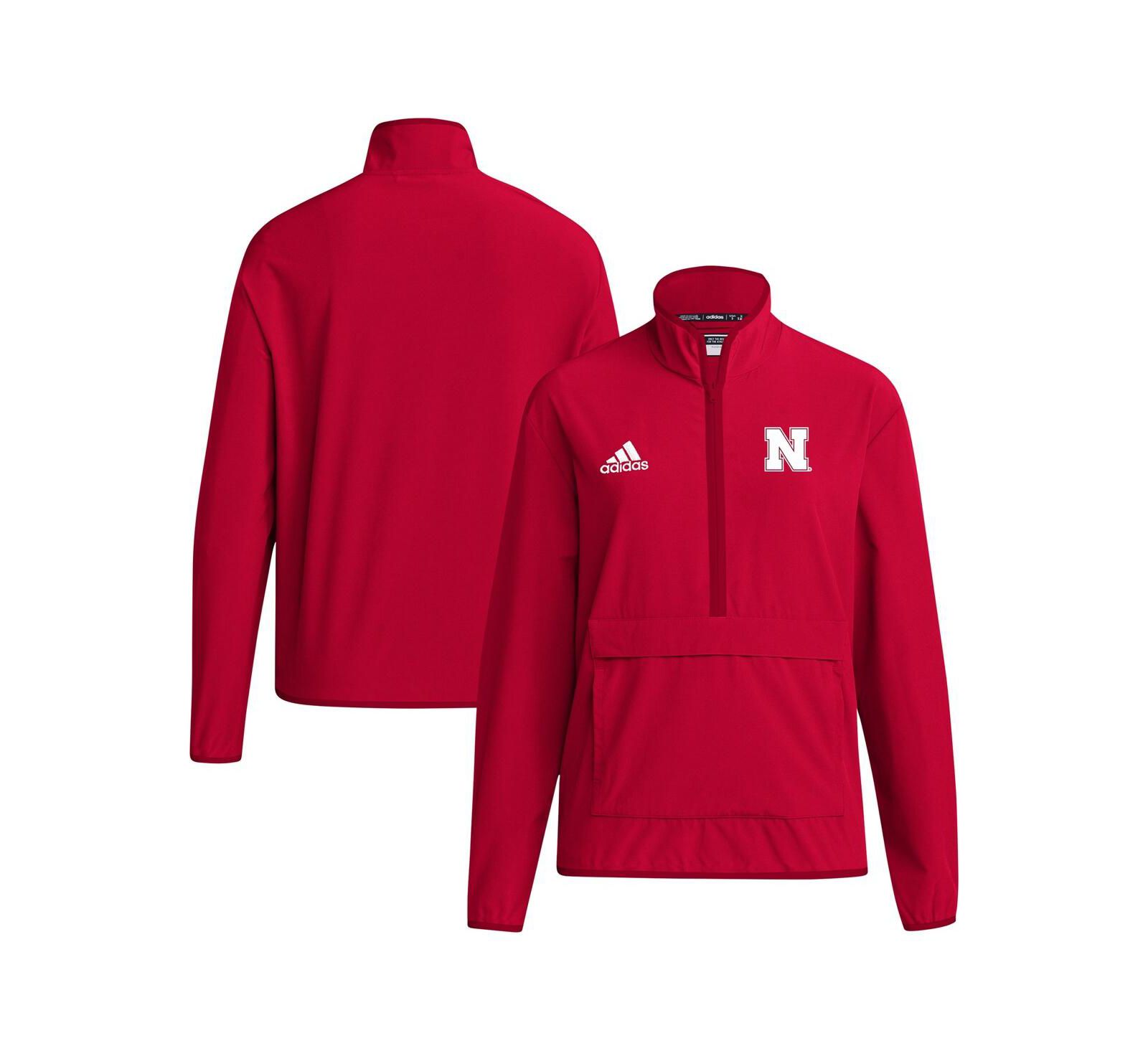 Adidas Men's Scarlet Nebraska Huskers Coaches Sideline Half-Zip Jacket