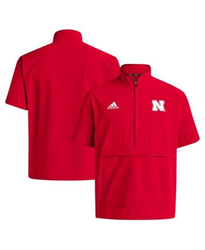 Мужская куртка adidas Scarlet Nebraska Huskers Coaches Sideline Half-Zip с коротким рукавом