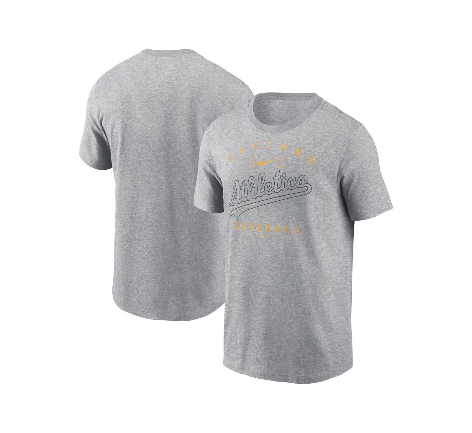 Nike Men's Heather Gray Oakland Athletics Home Team Athletic Arch T-Shirt