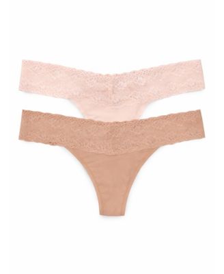 Natori Women's Bliss Perfection Lace Trim One Thong 2-Pack