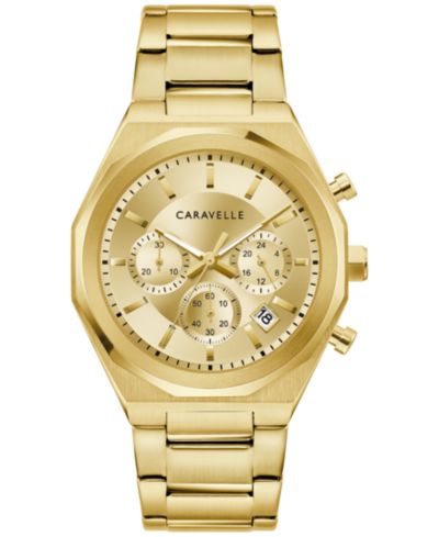 Мужские часы Caravelle Chronograph Gold-Tone Stainless Steel Bracelet 40mm