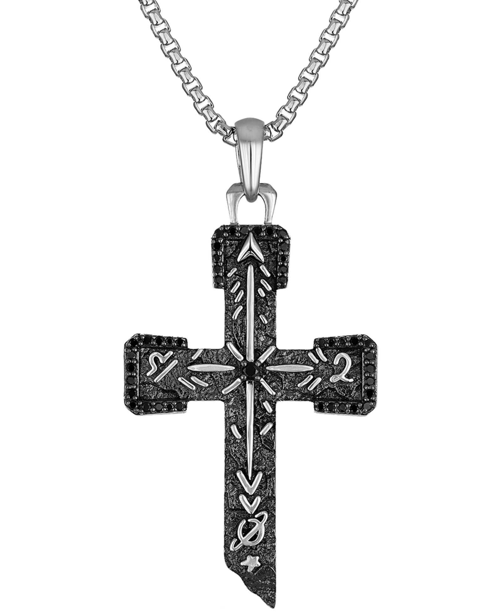 Bulova Мужской кулон Marc Anthony Black Diamond Cross, стерлинговое серебро, BVP1070-WSAA