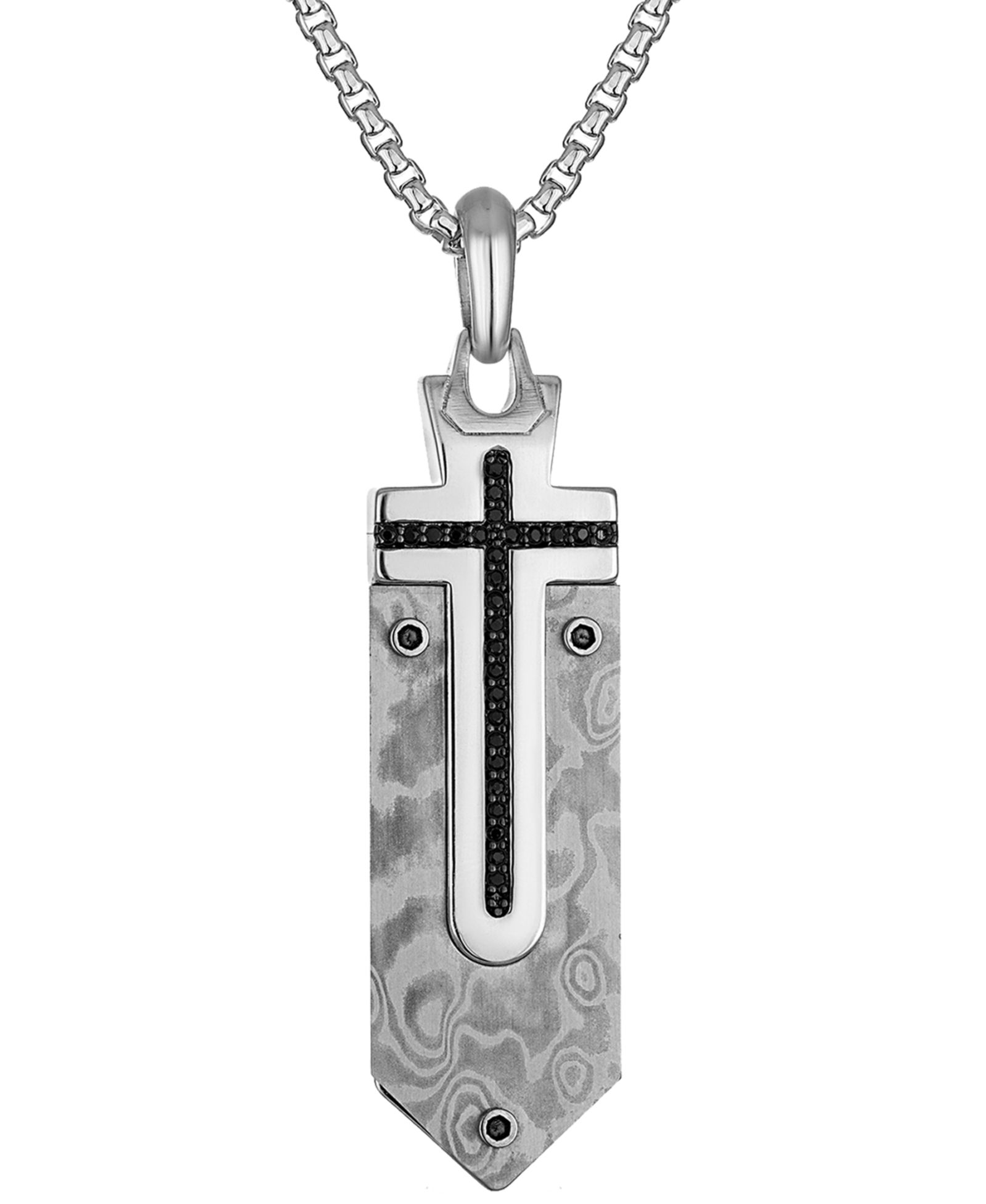 Мужской кулон Bulova Marc Anthony Damascus Sword в серебре, 24"
