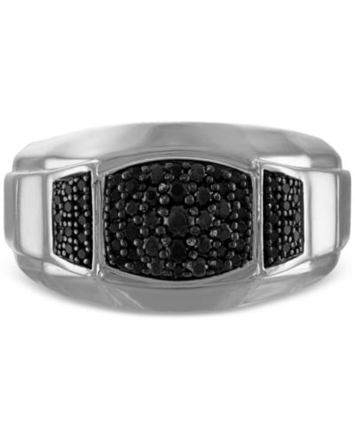 Кольцо Bulova Marc Anthony Men's Black Diamond Triple Cluster в стерлинговом серебре-покрытии, BVR1025-WSAA