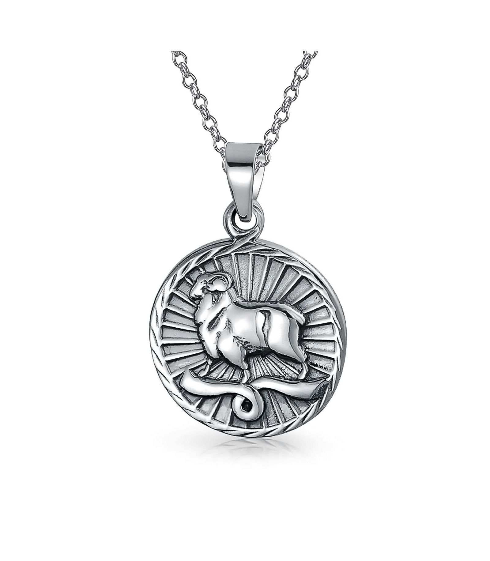 Ожерелье-подвеска Bling Jewelry Aries Zodiac Sign Round Medallion Sterling