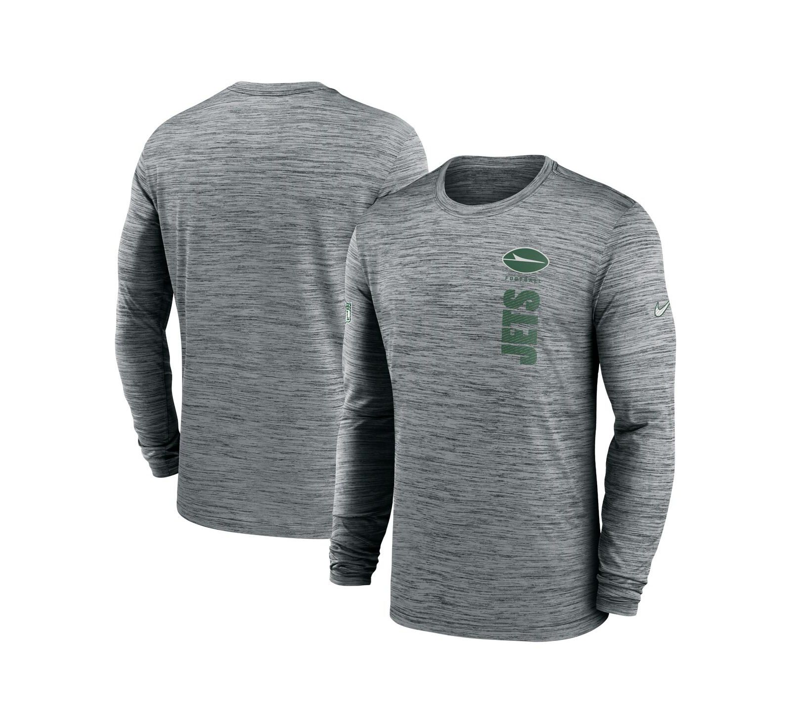 Мужская футболка Nike Gray New York Jets 2024 Sideline Velocity Performance Long Sleeve
