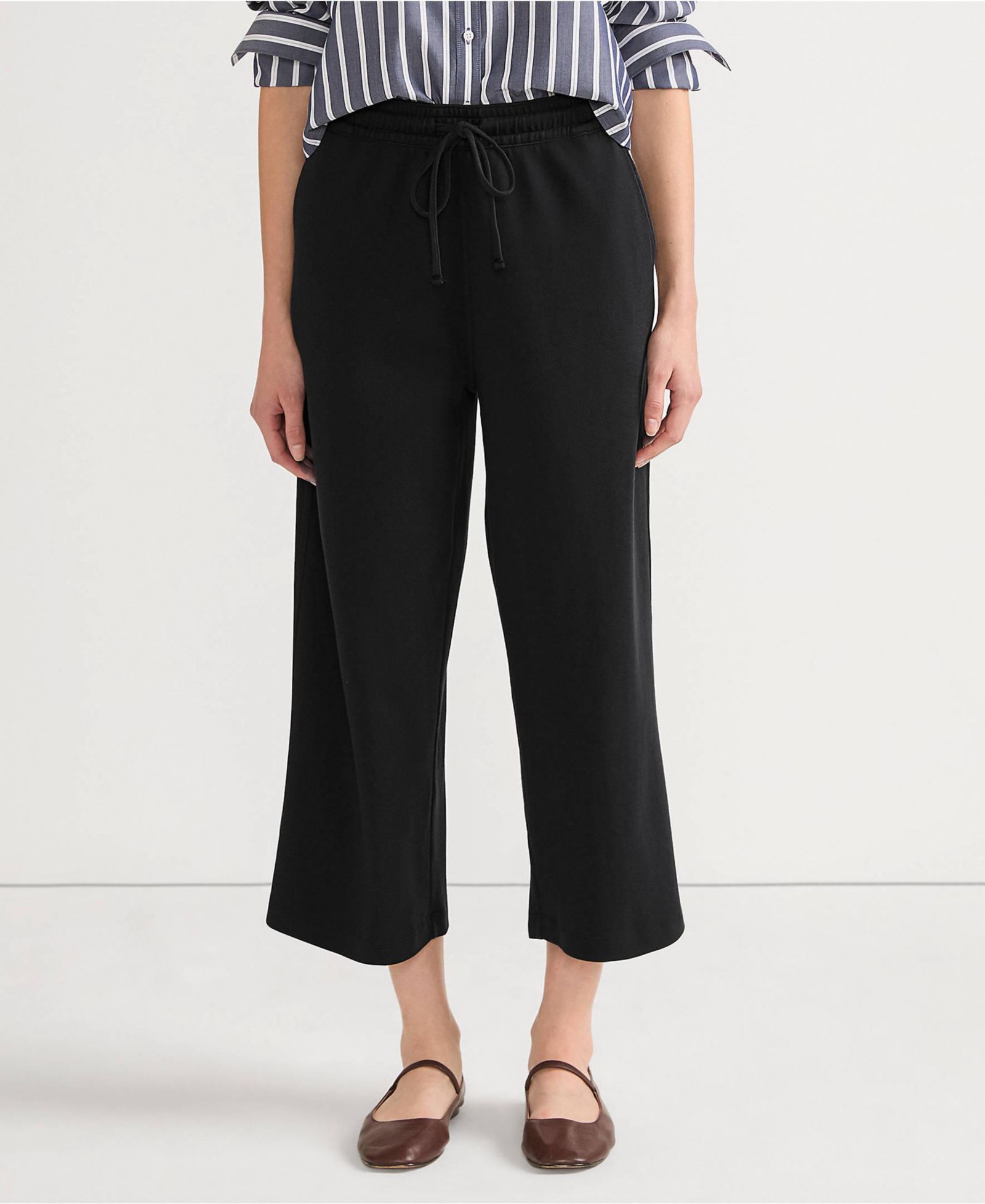 Женские укороченные брюки Lands' End Sport Knit Elastic Waist Wide Leg Crop