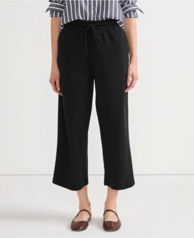 Женские укороченные брюки Lands' End Sport Knit Elastic Waist Wide Leg Crop