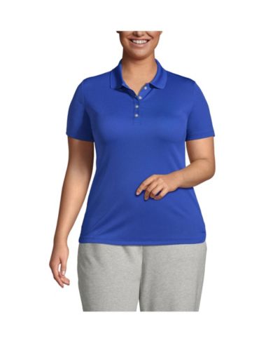 Поло Lands' End Plus Size Short Sleeve Solid Active