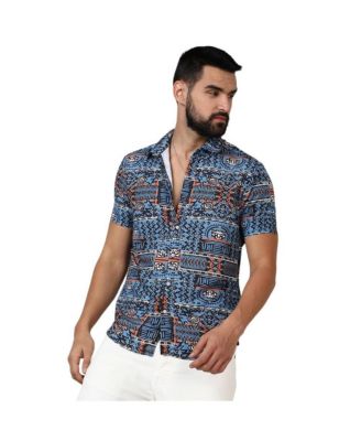 Мужская рубашка Campus Sutra Icy Blue Artistic Bohemian