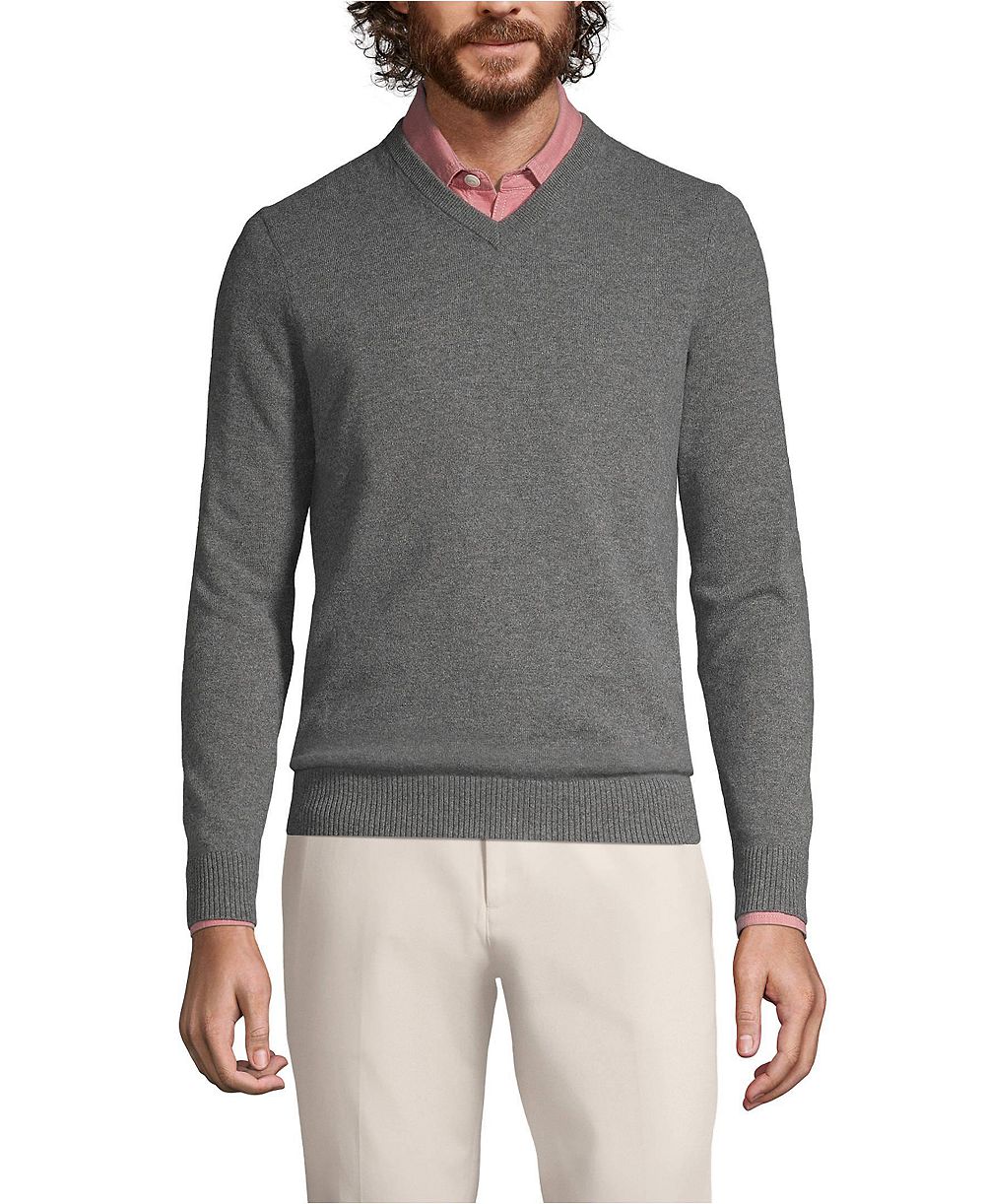 Джемпер Lands' End Big & Tall Fine Gauge Cashmere V-neck