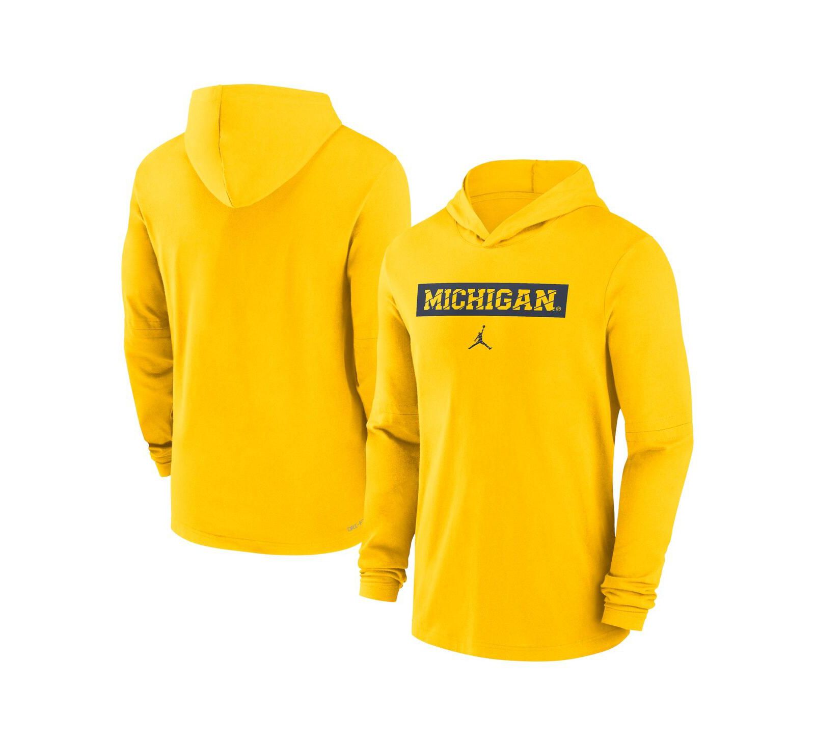 Jordan Men's Maize Michigan Wolverines Sideline Hoodie Performance Long Sleeve T-Shirt