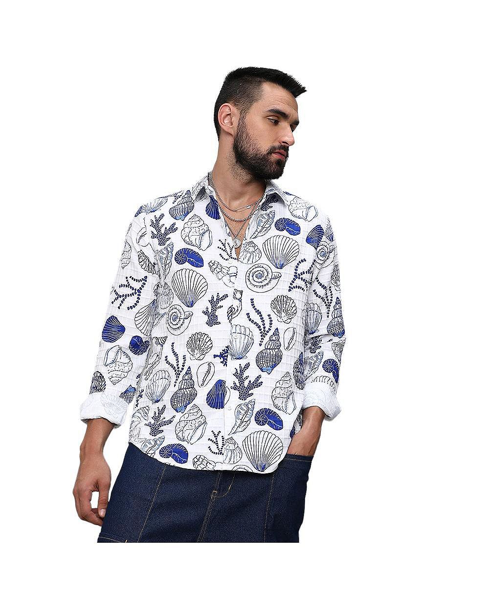 Мужская рубашка Seashell в цветах Chalk White и Indigo Blue