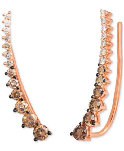 Le Vian® серьги-клипсы с бриллиантами Chocolate Ombré в 14k розовом золоте