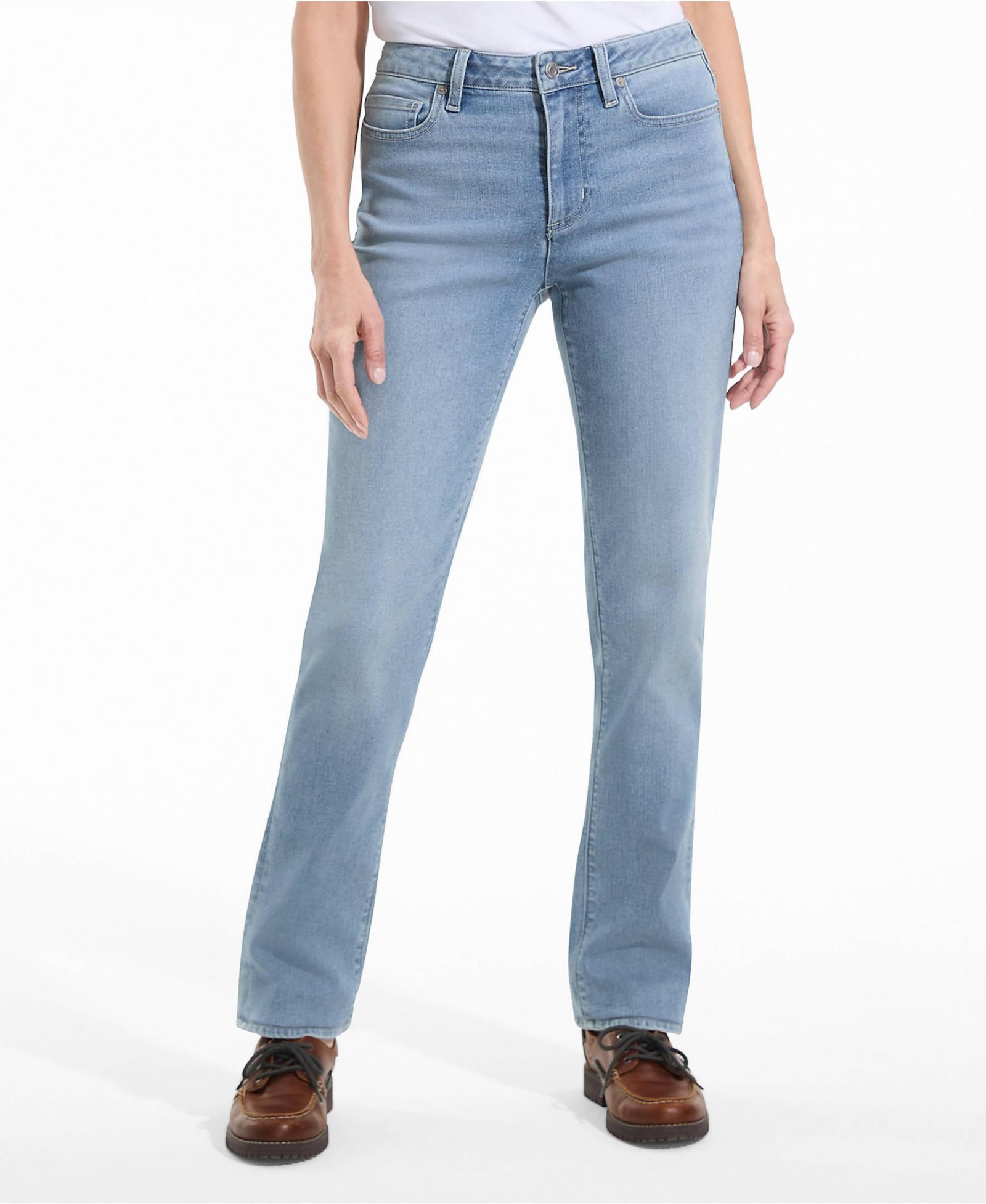 Lands' End Petite Recover Mid Rise Straight Leg Jeans