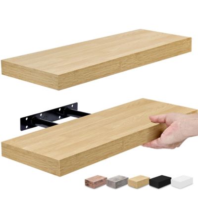 2 Pack (16"x9") Sorbus Long Floating Wall Shelves for Bedroom, Decor, Kitchen, Living Room - for Trophies, Frames, Bookshelf (Brown)