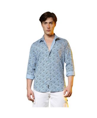 Campus Sutra Men's Prussian Blue Micro Floral Shirt