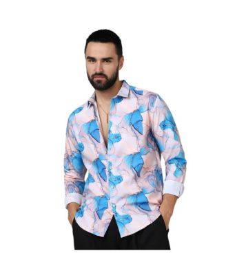 Men's Sky Blue & Ivory White Marble Shirt