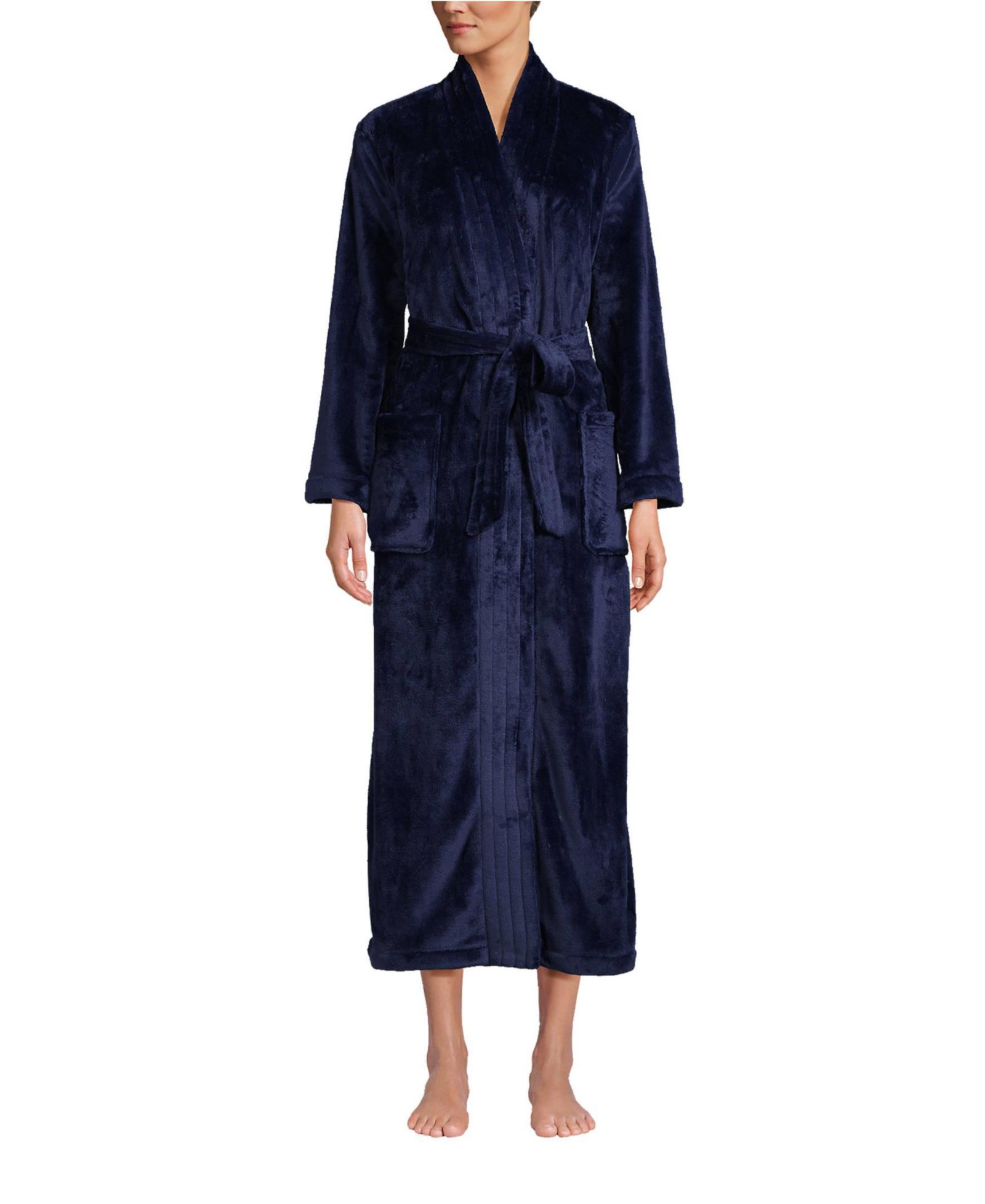 Lands' End Women's Cozy Plush Long Wrap Robe