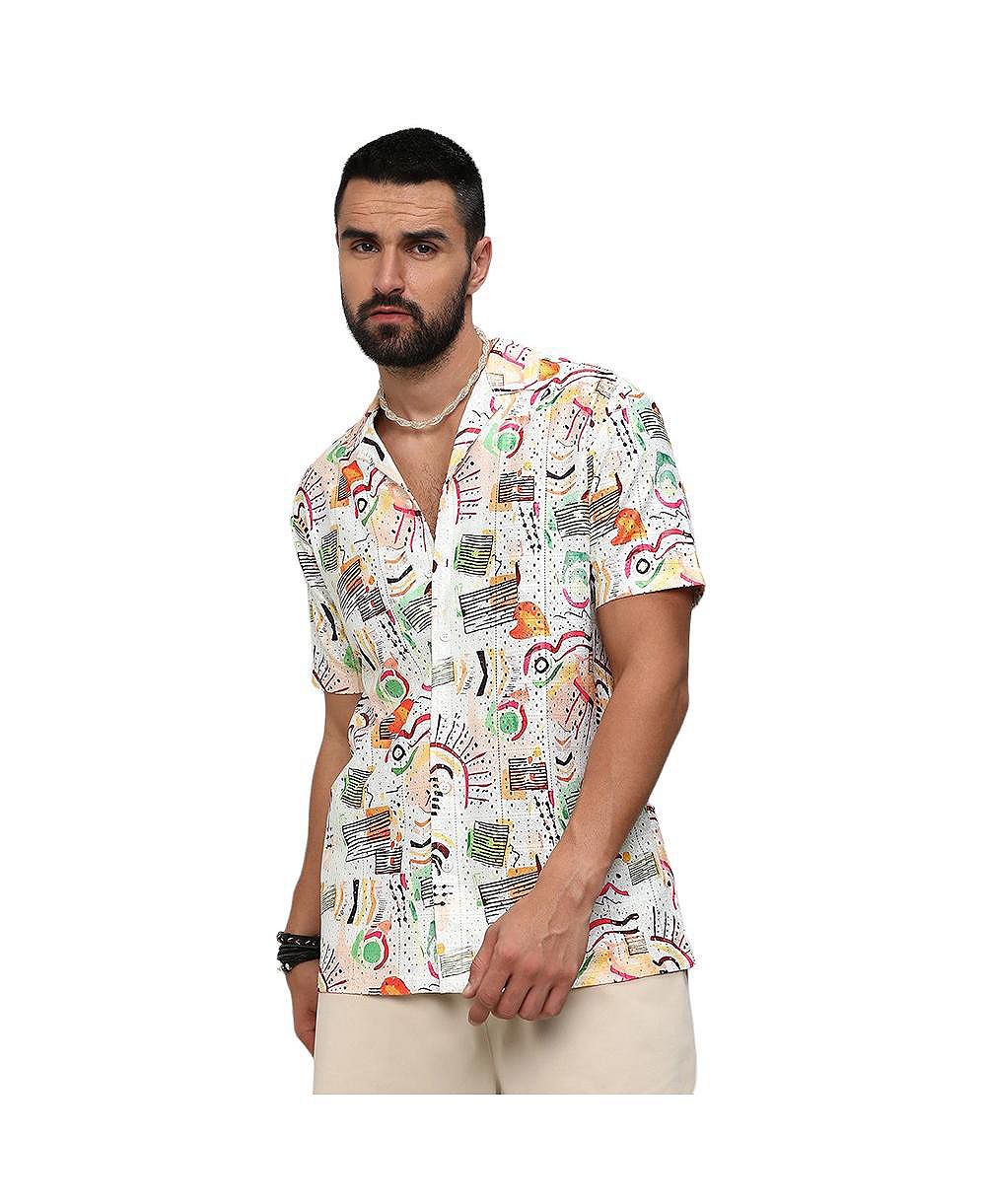 Men's Multicolour Mesh Graphic Shirt