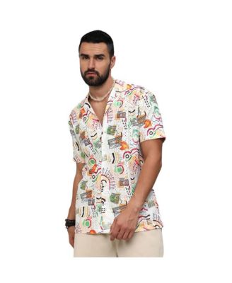 Men's Multicolour Mesh Graphic Shirt