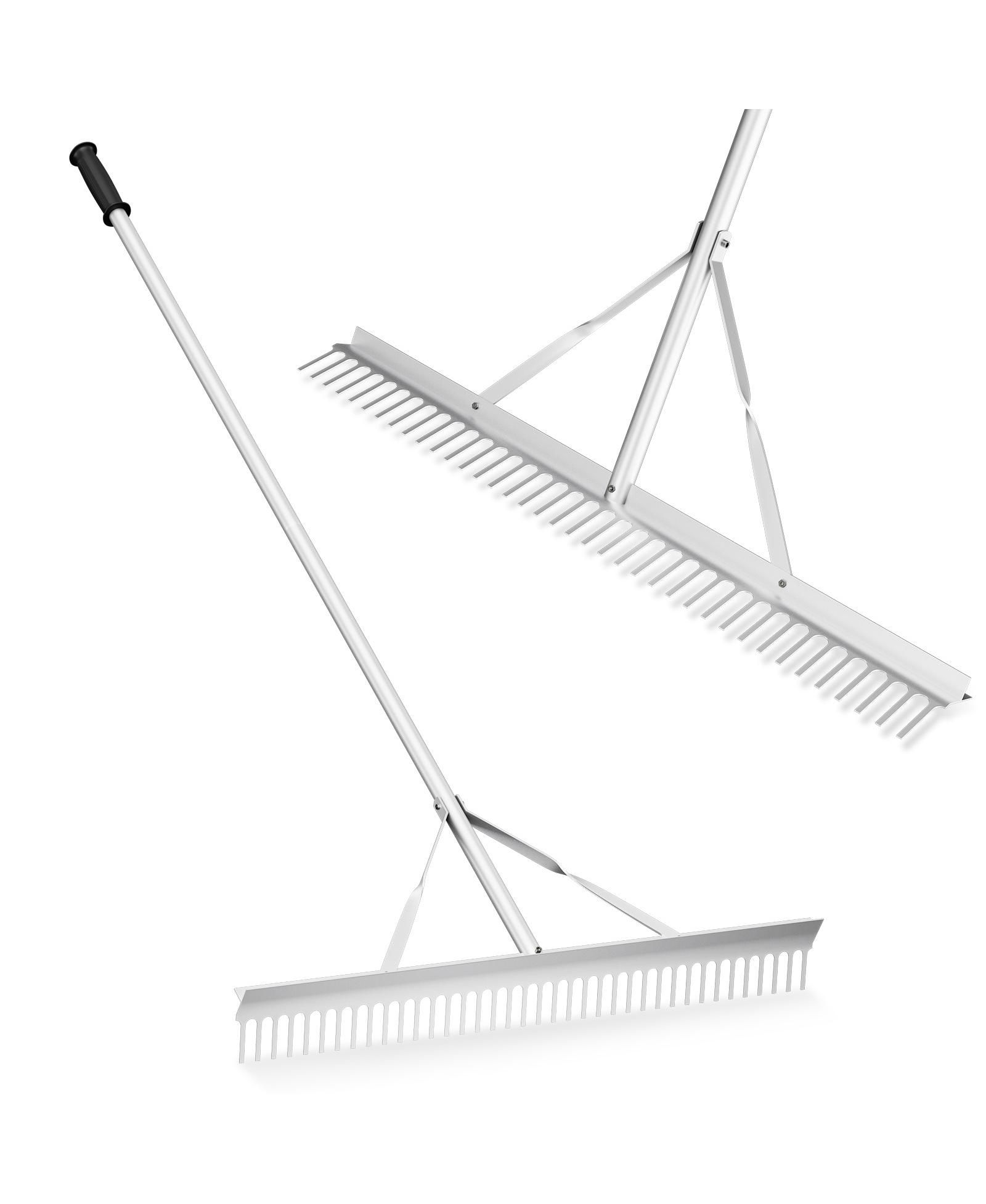 GIVIMO Aluminum Rake with 36 Inch Wide Rake Head and 68 Inch Long Handle