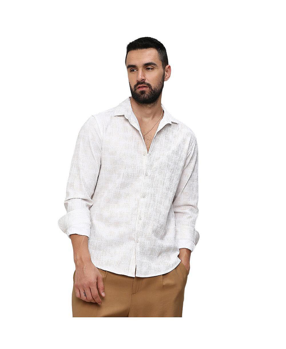 Мужская рубашка Campus Sutra Ivory White Foil-Creased