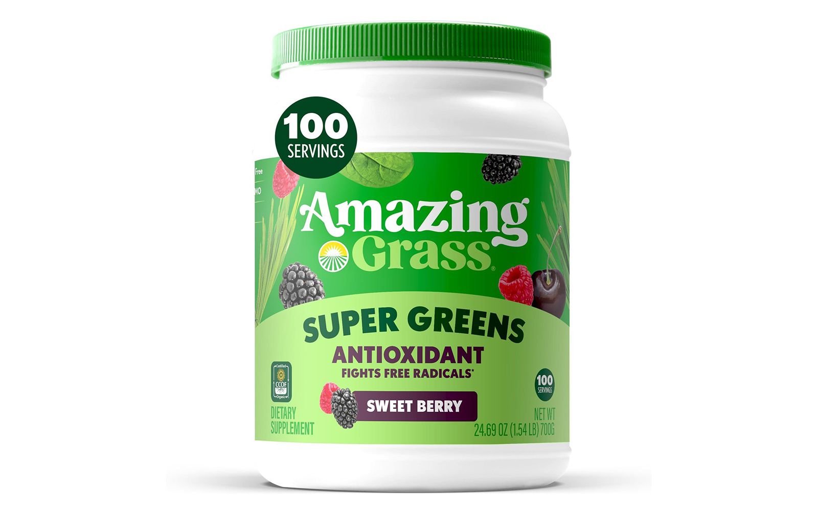 Amazing Grass Greens Blend Antioxidant, сладкая ягода, 24.7 oz, 100 порций
