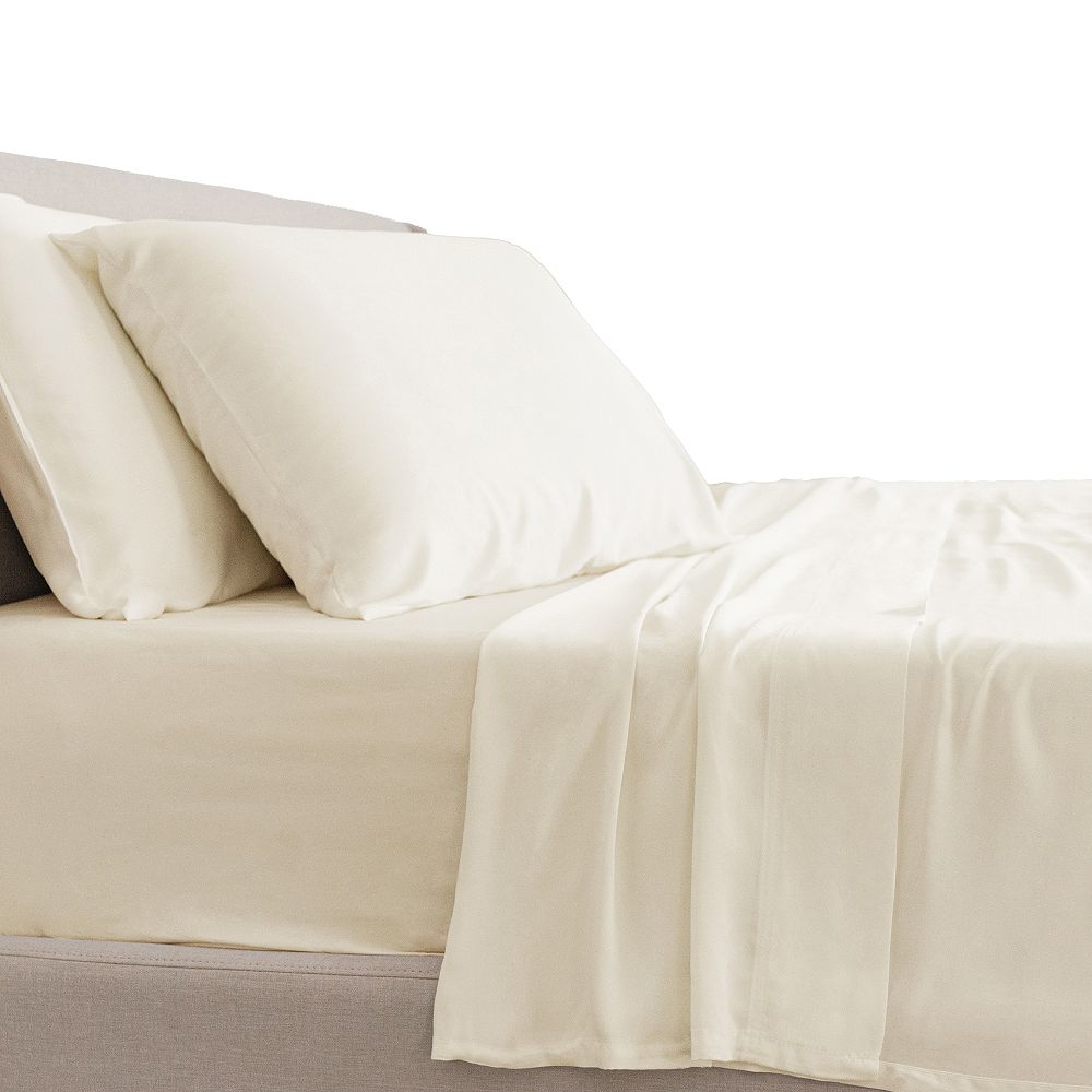 CARILOHA Classic 100% Bamboo Viscose Sheets - 3-Piece Twin Sheet Set - 18 in Extra Deep Pockets - OEKO-TEX Standard 100 - Ivory