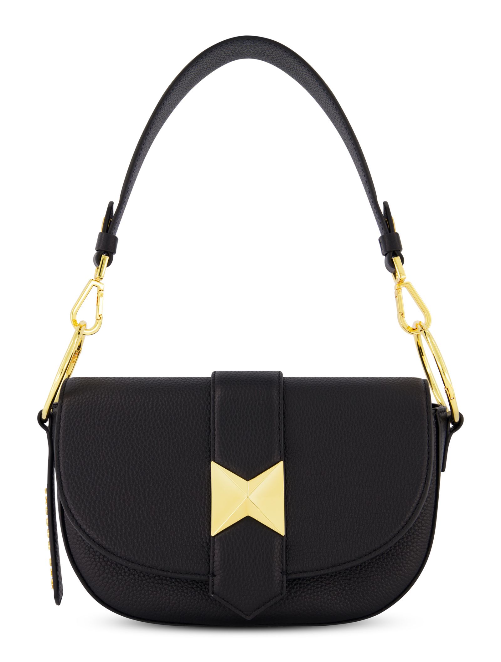 Gold Plated Hardware Grain Leather Saddle Bag