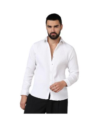 Campus Sutra Мужская рубашка Chalk White Twisted Crease