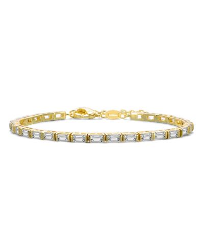 Genevive Sterling Silver 14K Gold Plated Baguette Cubic Zirconia Tennis Bracelet