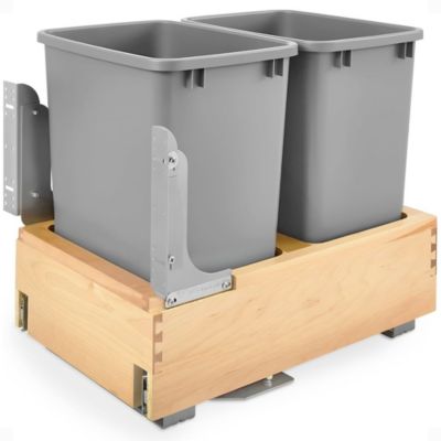 Двойной выдвижной мусорный бак Rev-A-Shelf, 35 Qt, серый, 4WCBM-18DM-2