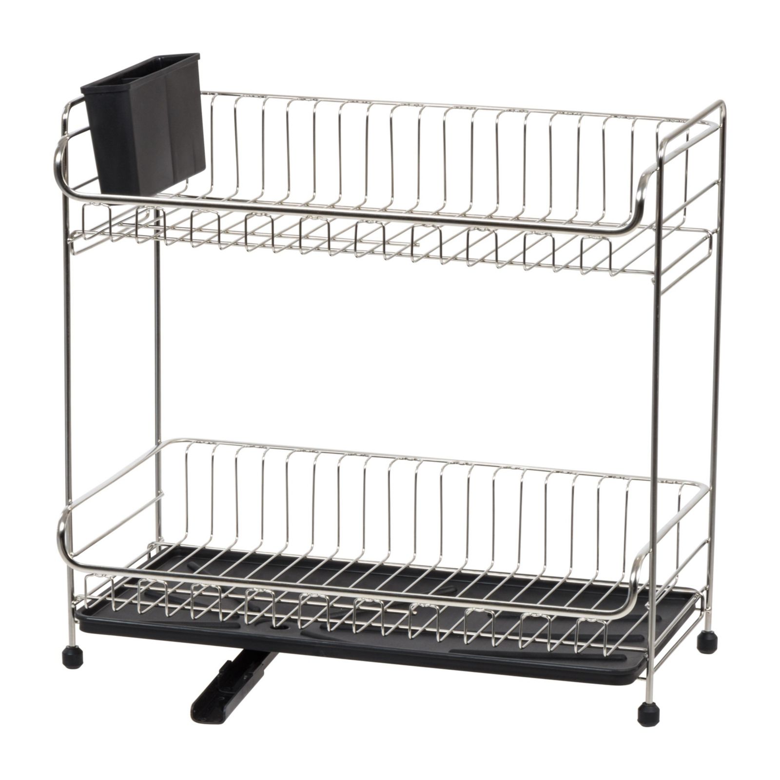IRIS USA сушилка для посуды 2-tier Slim-sized с дренажным носиком, Black, 16.90"L x 9.05"W x 15.74"H