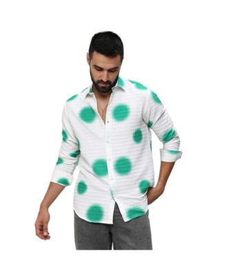 Campus Sutra Men's Chalk White:Emerald Green Spraypaint Shirt