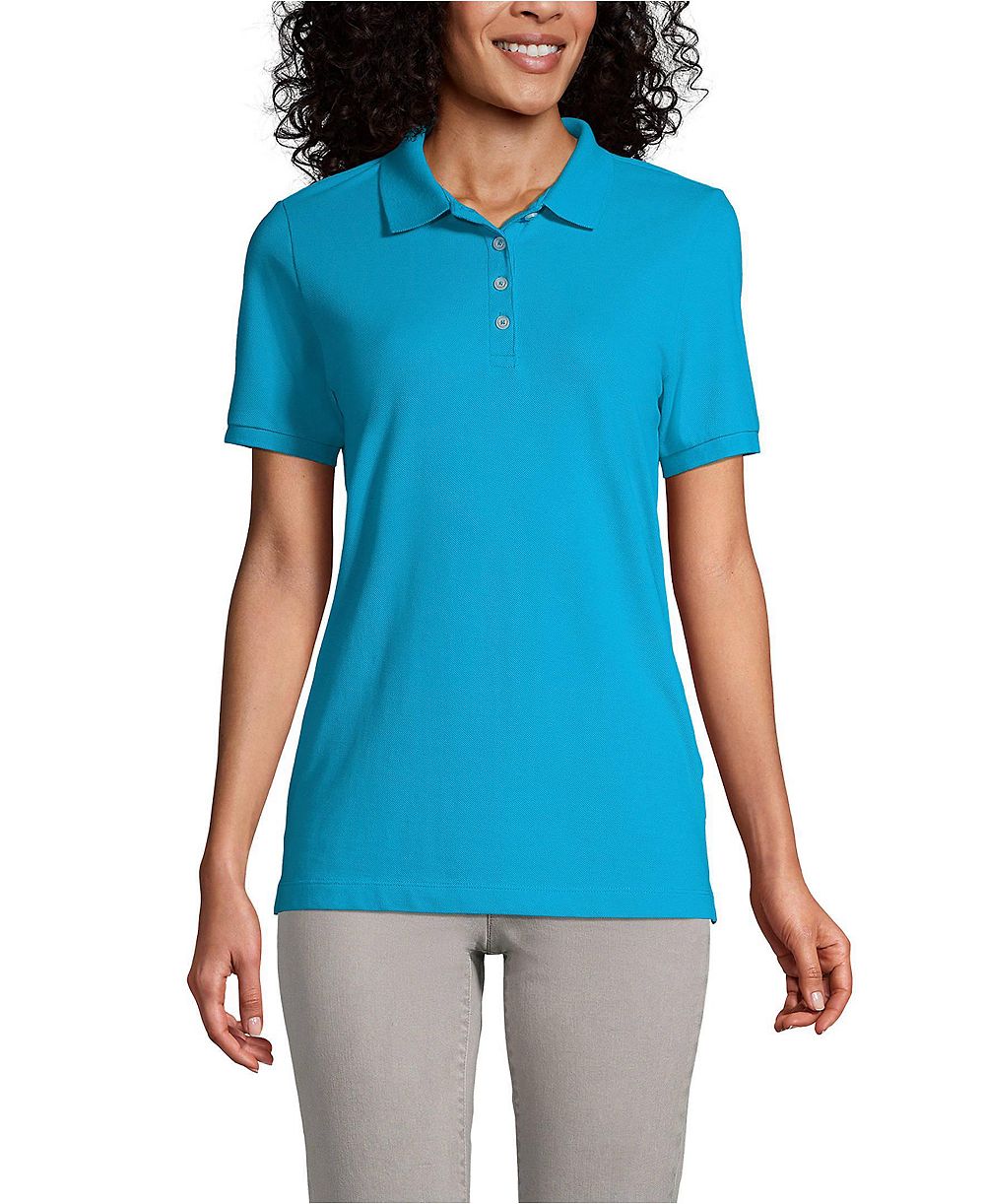 Женское поло Lands' End Banded Short Sleeve Fem Fit Mesh
