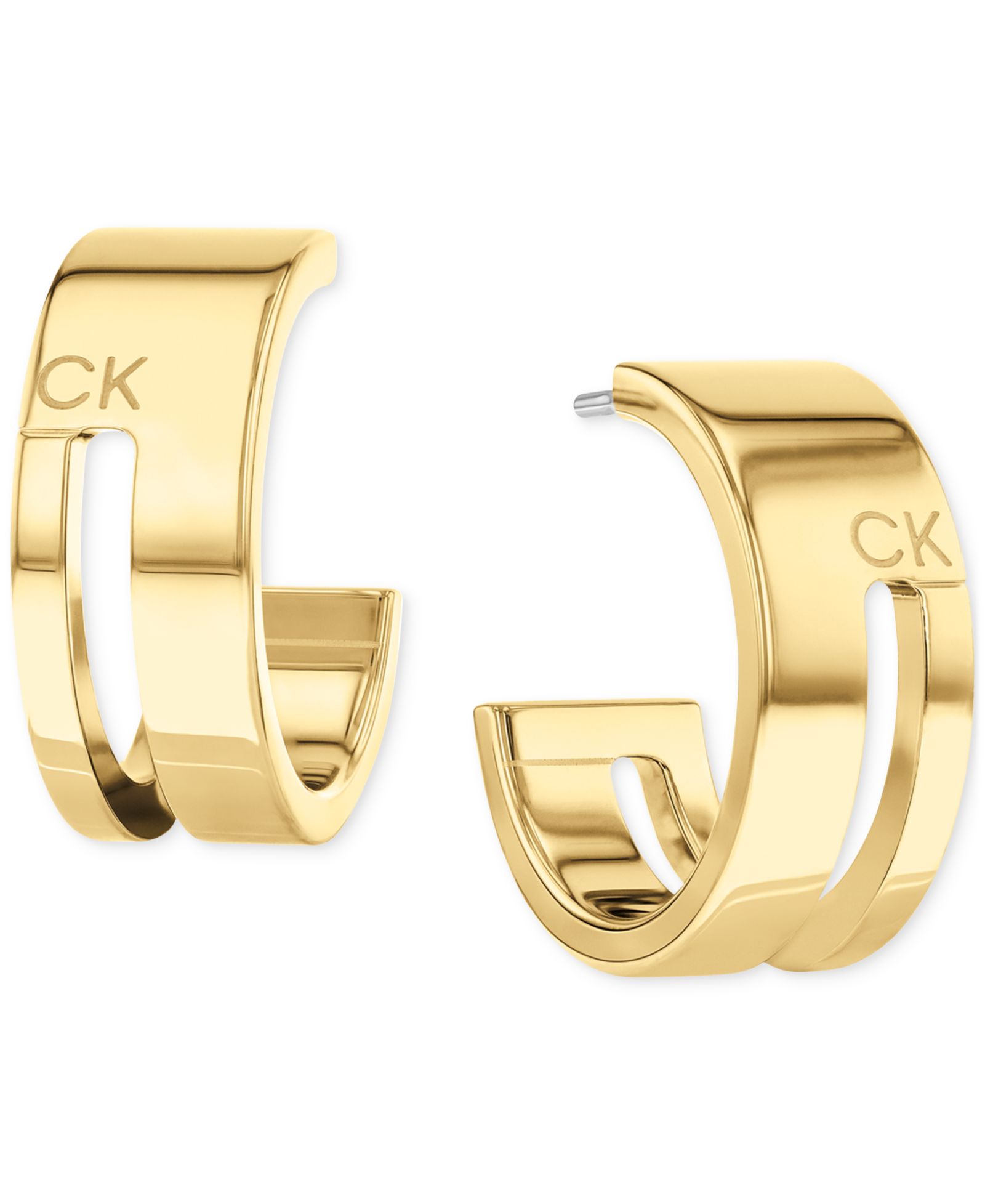 Calvin Klein серьги-кольца геометрические C-Hoop из позолоченной нержавеющей стали, 0.78"