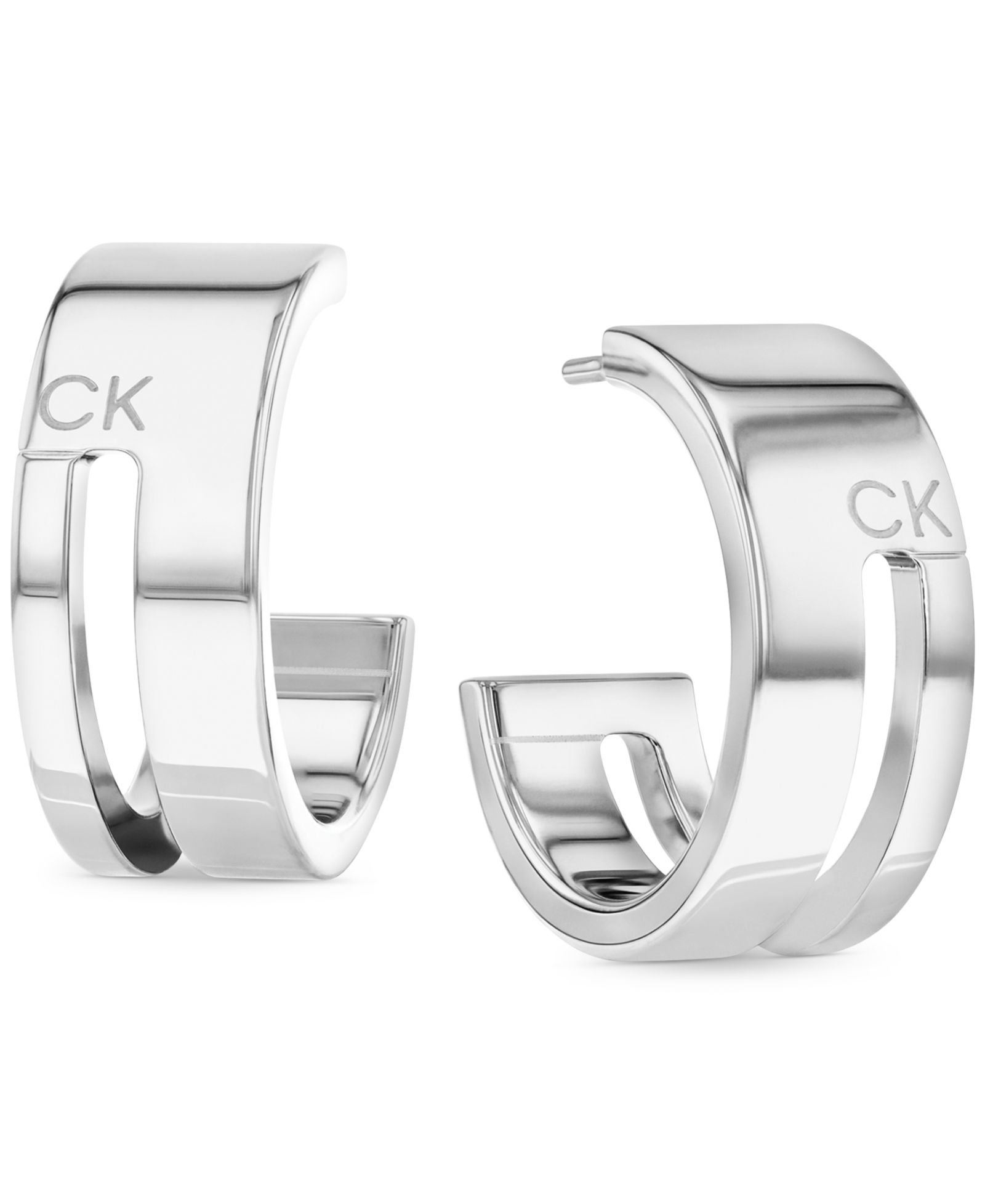 Calvin Klein серьги-кольца геометрические C-Hoop из позолоченной нержавеющей стали, 0.78"
