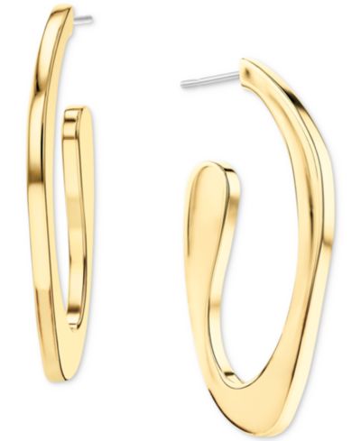 Calvin Klein Medium Pavé Sculpted Elongated Hoop Earrings