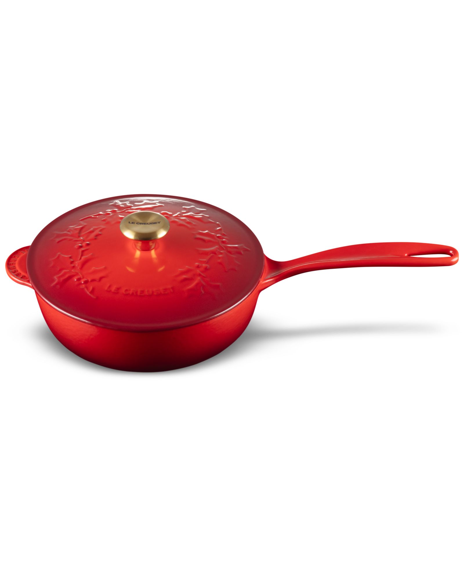 Le Creuset Holly Collection Enameled Cast Iron 2.25-Quart Traditional Saucier with Lid
