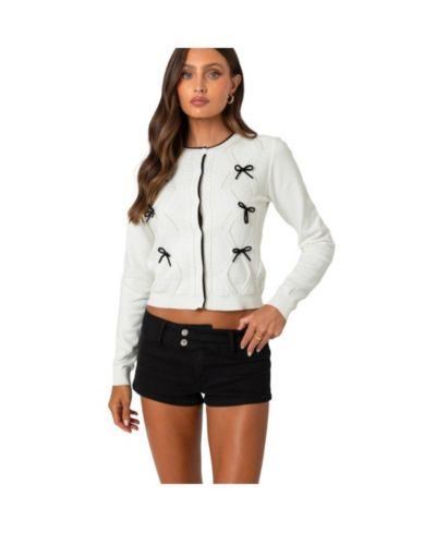 Edikted Women's Contrast Bow Knit Cardigan
