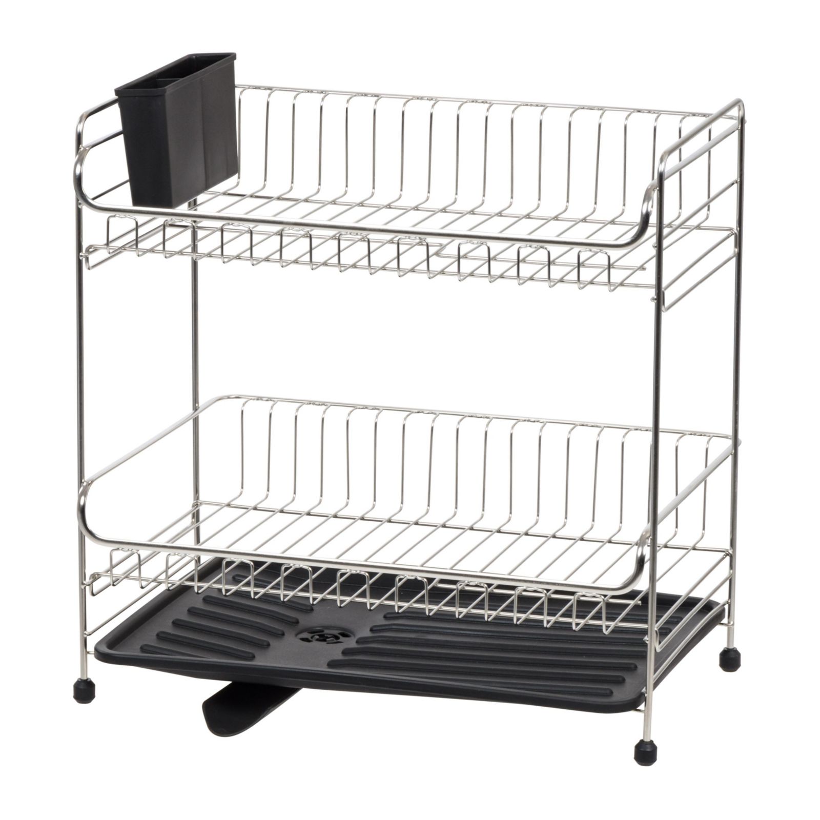 Подставка для посуды IRIS 2 Tier Medium-sized с дренажным носиком, черная