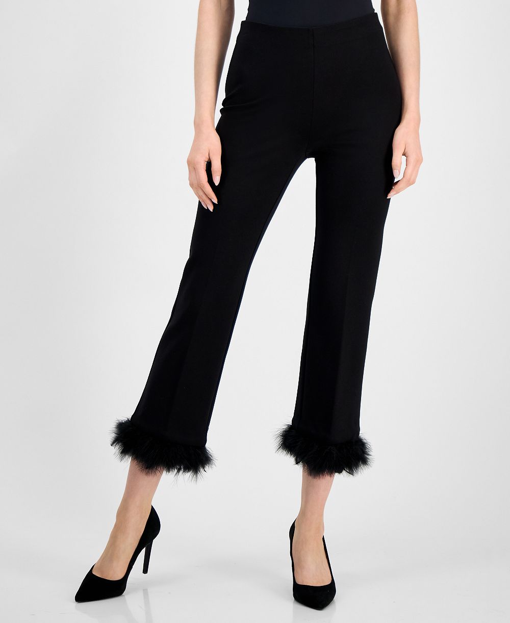 Anne Klein Women's Pull-On Hollywood Feather-Trim-Cuff Pants