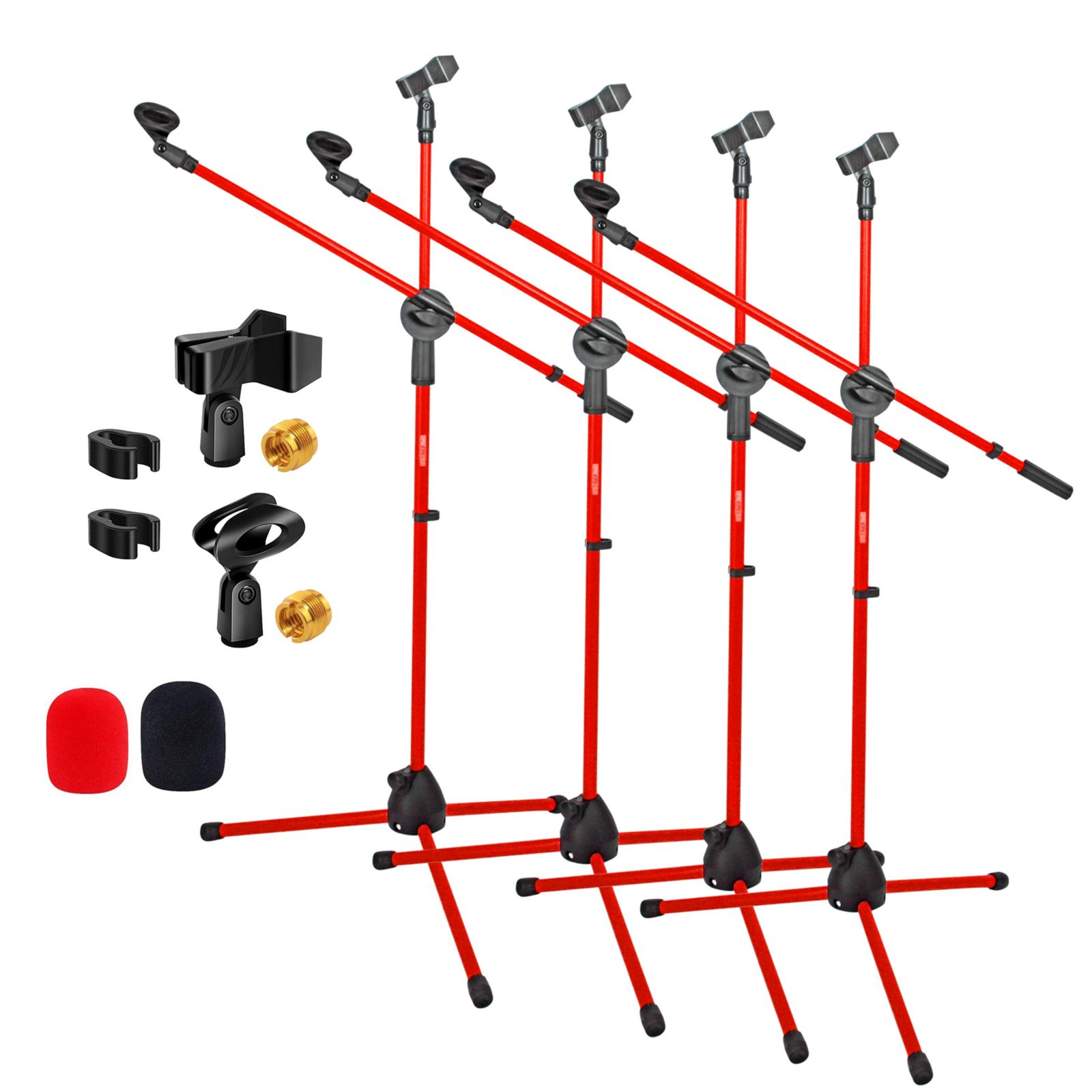5 Core Dual Boom Arm Height Adjustable Microphone Stand, 4-Piece Set