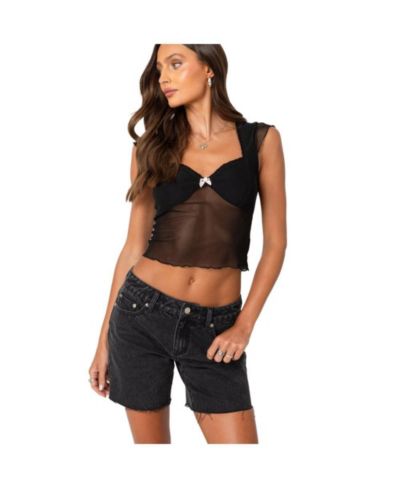 Edikted Women's Devi sheer mesh top