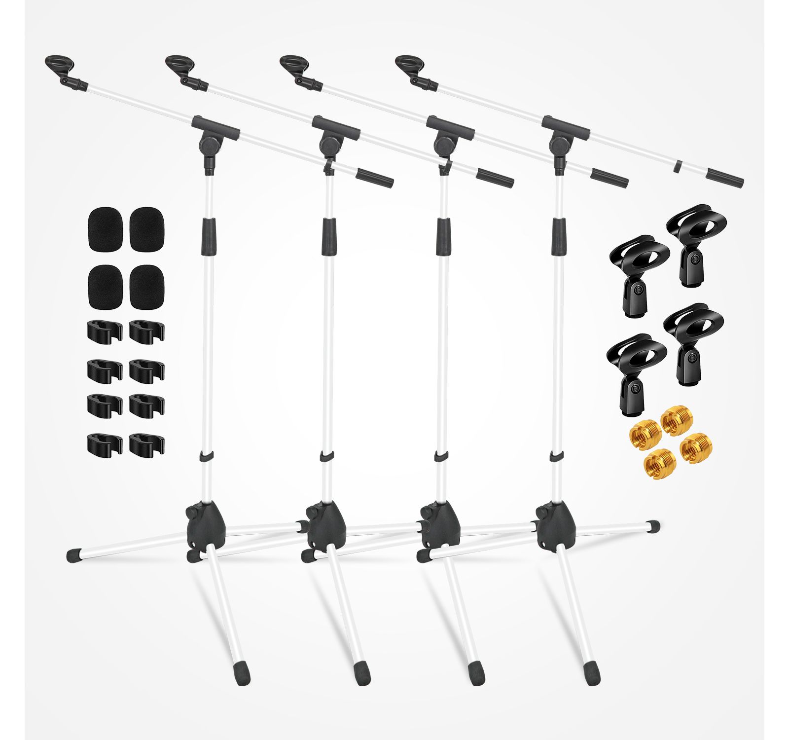 5 Core Adjustable Telescoping Boom Arm Microphone Stands, 4-Piece Set