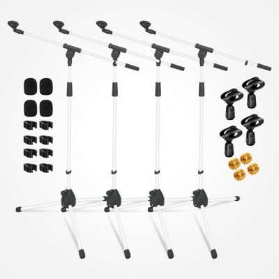 5 Core Adjustable Telescoping Boom Arm Microphone Stands, 4-Piece Set
