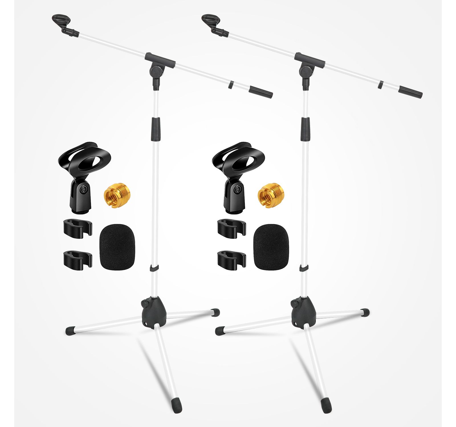 5 Core Ms 080 Adjustable-Height Foldable Tripod Mic Stands, 2-Piece Set